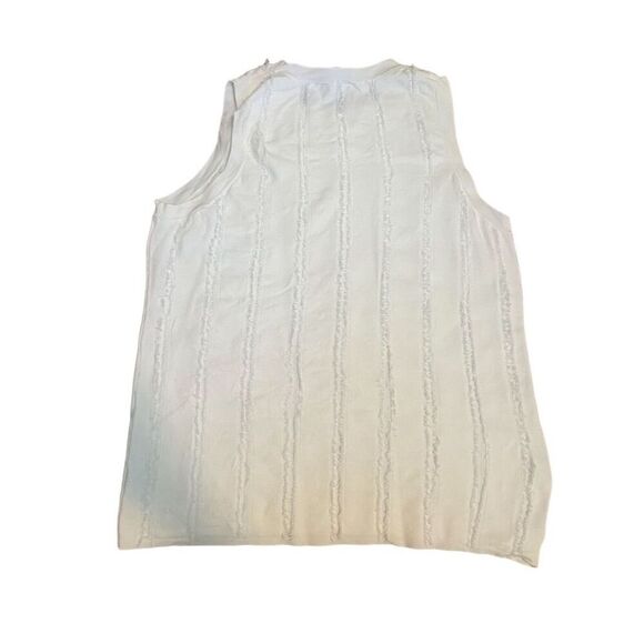 Theory Women's Fringe Shell Tank Top White Size Large Sleeveless - Picture 5 of 7